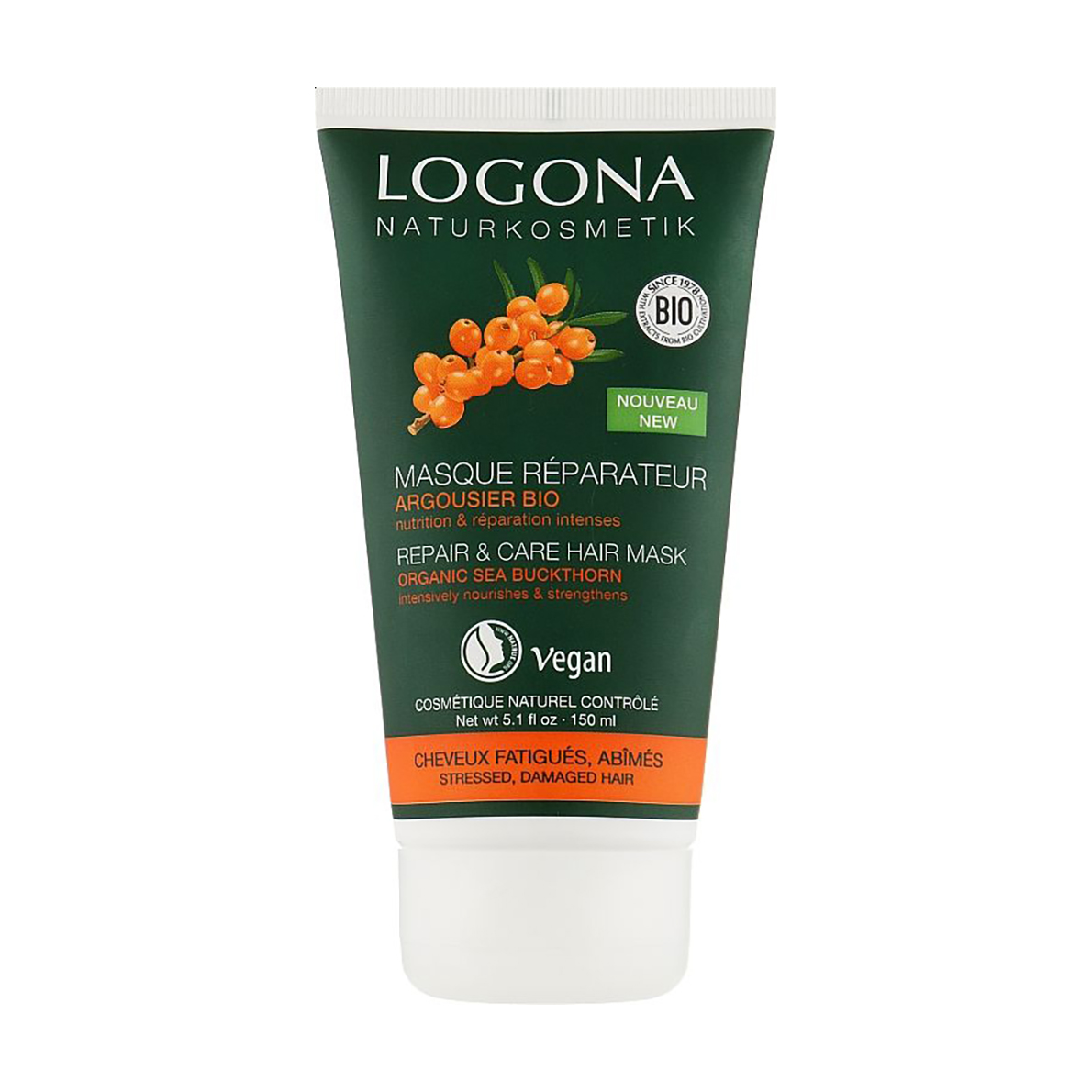 Маска-реконструктор для волосся Logona Repair &amp; Care Hair Mask Обліпиха, 150 мл